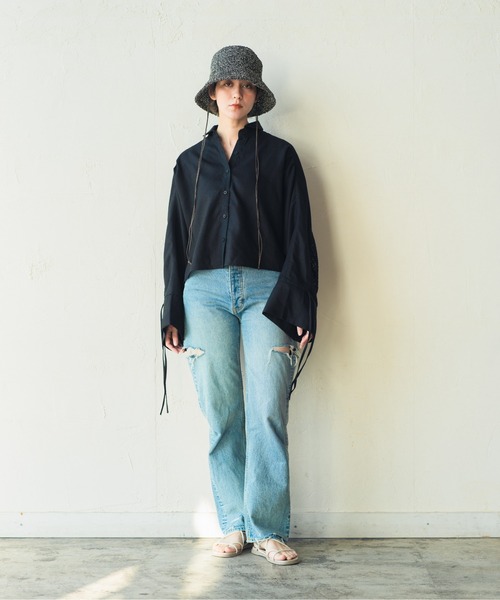 ORIENT MILLINERY(オリエント ミリナリー)の「AVA【アヴァ】アバカリネンmix クロッシェハット(ハット・レディース・ブラック/モカ・FREE)」の4枚目の写真