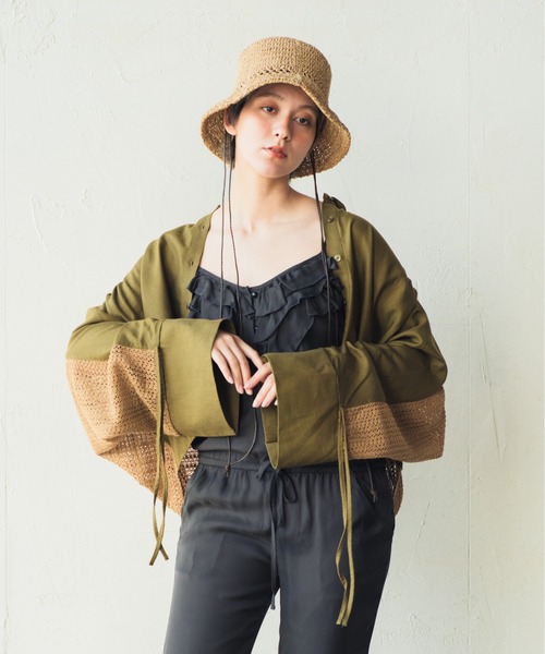 ORIENT MILLINERY(オリエント ミリナリー)の「AVA【アヴァ】アバカリネンmix クロッシェハット(ハット・レディース・ブラック/モカ・FREE)」の7枚目の写真