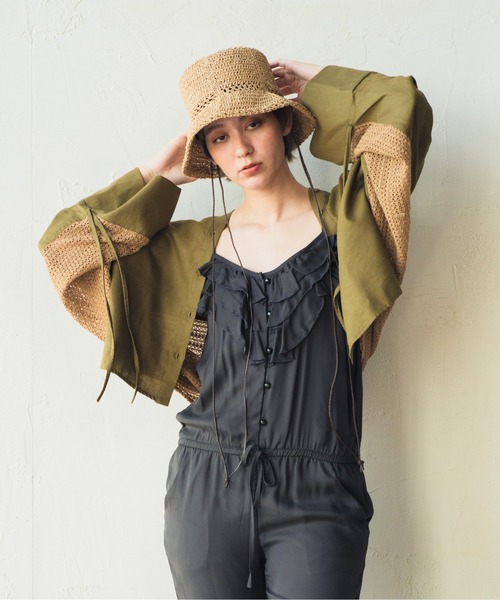 ORIENT MILLINERY(オリエント ミリナリー)の「AVA【アヴァ】アバカリネンmix クロッシェハット(ハット・レディース・ブラック/モカ・FREE)」の6枚目の写真