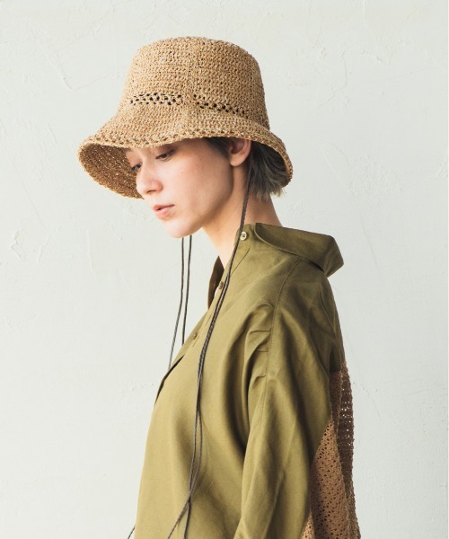 ORIENT MILLINERY(オリエント ミリナリー)の「AVA【アヴァ】アバカリネンmix クロッシェハット(ハット・レディース・ブラック/モカ・FREE)」の8枚目の写真