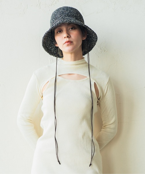 ORIENT MILLINERY(オリエント ミリナリー)の「AVA【アヴァ】アバカリネンmix クロッシェハット(ハット・レディース・ブラック/モカ・FREE)」の11枚目の写真