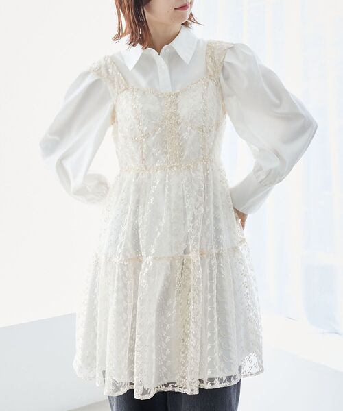 MAJESTIC LEGON(マジェスティックレゴン)の「シアーミニワンピ&シャツワンピSET(ワンピース・レディース・アイボリー/ホワイト系その他2/ブラック系その他・MEDIUM)」の8枚目の写真