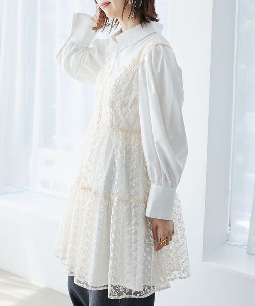 MAJESTIC LEGON(マジェスティックレゴン)の「シアーミニワンピ&シャツワンピSET(ワンピース・レディース・アイボリー/ホワイト系その他2/ブラック系その他・MEDIUM)」の9枚目の写真