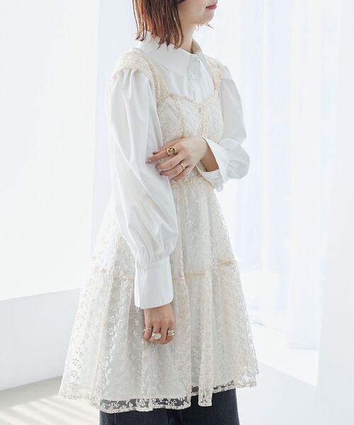 MAJESTIC LEGON(マジェスティックレゴン)の「シアーミニワンピ&シャツワンピSET(ワンピース・レディース・アイボリー/ホワイト系その他2/ブラック系その他・MEDIUM)」の10枚目の写真