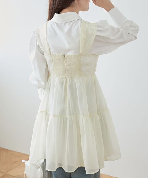 MAJESTIC LEGON(マジェスティックレゴン)の「シアーミニワンピ&シャツワンピSET(ワンピース・レディース・アイボリー/ホワイト系その他2/ブラック系その他・MEDIUM)」の18枚目の写真