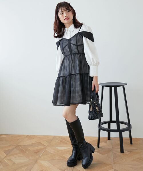MAJESTIC LEGON(マジェスティックレゴン)の「シアーミニワンピ&シャツワンピSET(ワンピース・レディース・アイボリー/ホワイト系その他2/ブラック系その他・MEDIUM)」の20枚目の写真