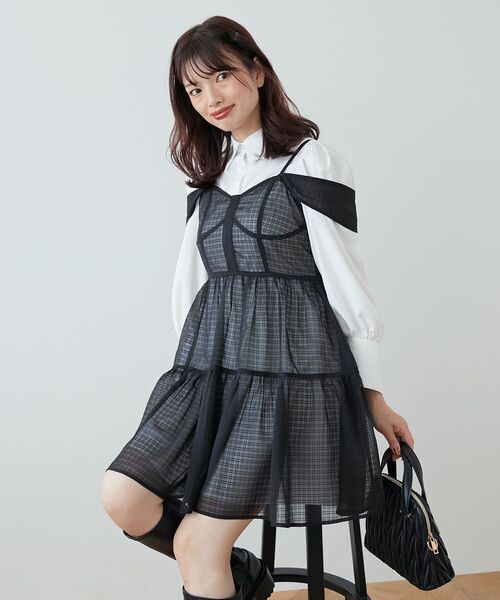 MAJESTIC LEGON(マジェスティックレゴン)の「シアーミニワンピ&シャツワンピSET(ワンピース・レディース・アイボリー/ホワイト系その他2/ブラック系その他・MEDIUM)」の22枚目の写真