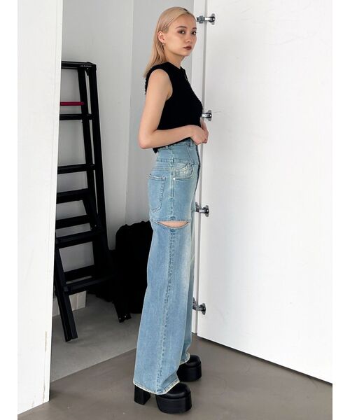 EMODA（エモダ）の「フリンジヤーンジップタンクトップ（タンクトップ・レディース・ブラック/アイボリー/グレー・FREE）」の10枚目の写真