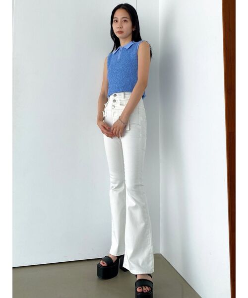 EMODA（エモダ）の「フリンジヤーンジップタンクトップ（タンクトップ・レディース・ブラック/アイボリー/グレー・FREE）」の12枚目の写真