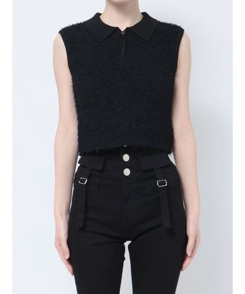 EMODA（エモダ）の「フリンジヤーンジップタンクトップ（タンクトップ・レディース・ブラック/アイボリー/グレー・FREE）」の15枚目の写真