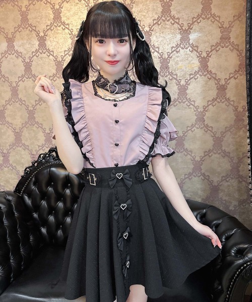 ROJITA ハートバックル半袖ブラウス ピンク ロジータ ROJITA ハートバックルフリル半袖ブラウス （ピンク