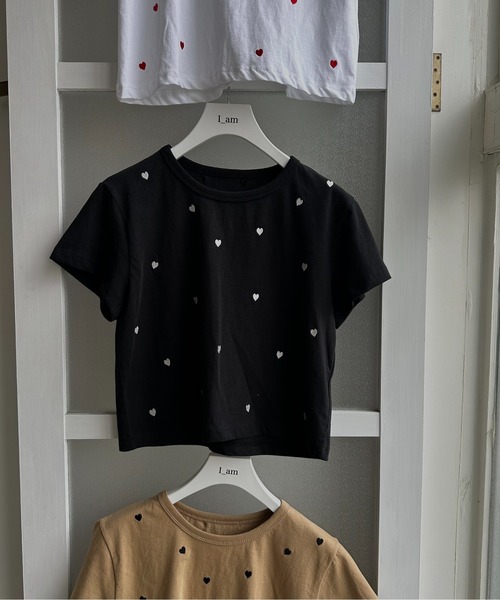 I_am(アイアム)の「heartful t shirt / ハートフルtシャツ(Tシャツ/カットソー・レディース・ホワイト/キャメル/ブラック・FREE)」の9枚目の写真