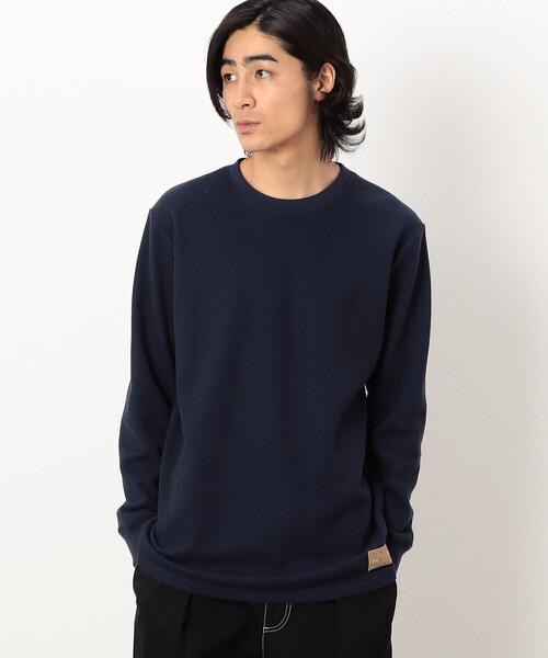 Purple&Yellow(パープルアンドイエロー)の「裏起毛ワッフル長袖Tシャツ(Tシャツ/カットソー・メンズ・ホワイト/ネイビー/アイボリー/ブラック・SMALL/MEDIUM/LARGE)」の4枚目の写真