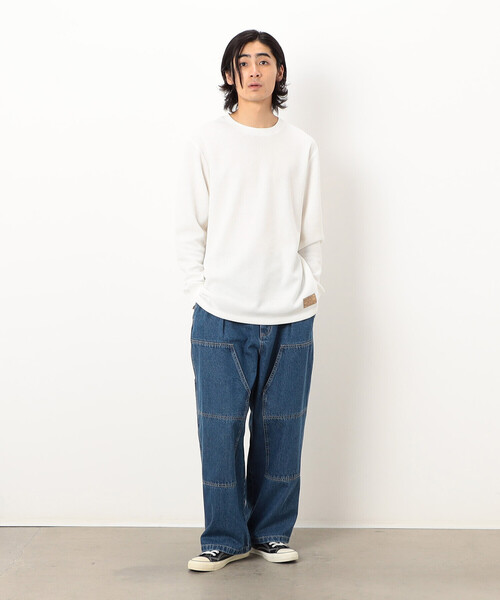 Purple&Yellow(パープルアンドイエロー)の「裏起毛ワッフル長袖Tシャツ(Tシャツ/カットソー・メンズ・ホワイト/ネイビー/アイボリー/ブラック・SMALL/MEDIUM/LARGE)」の5枚目の写真