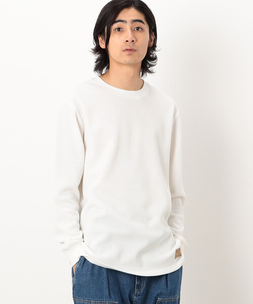 Purple&Yellow(パープルアンドイエロー)の「裏起毛ワッフル長袖Tシャツ(Tシャツ/カットソー・メンズ・ホワイト/ネイビー/アイボリー/ブラック・SMALL/MEDIUM/LARGE)」の6枚目の写真