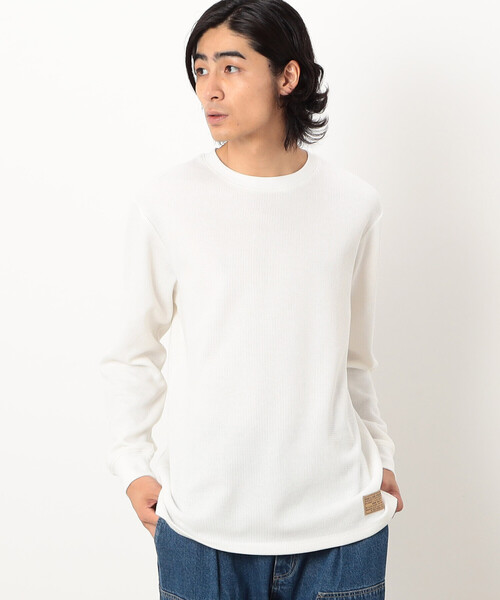 Purple&Yellow(パープルアンドイエロー)の「裏起毛ワッフル長袖Tシャツ(Tシャツ/カットソー・メンズ・ホワイト/ネイビー/アイボリー/ブラック・SMALL/MEDIUM/LARGE)」の7枚目の写真