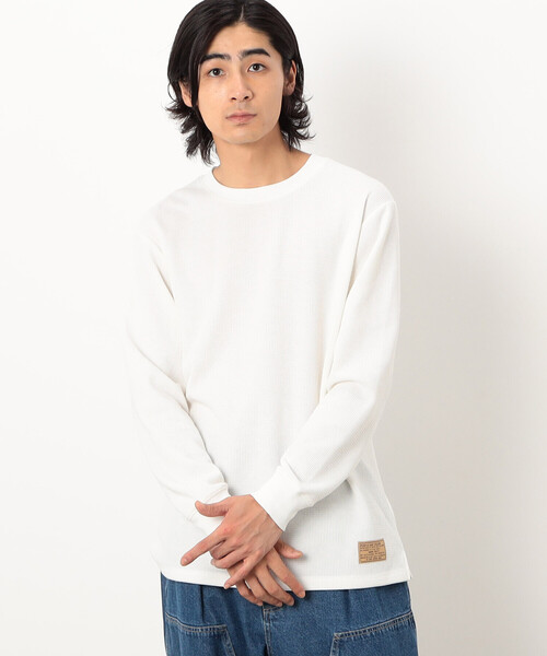 Purple&Yellow(パープルアンドイエロー)の「裏起毛ワッフル長袖Tシャツ(Tシャツ/カットソー・メンズ・ホワイト/ネイビー/アイボリー/ブラック・SMALL/MEDIUM/LARGE)」の8枚目の写真