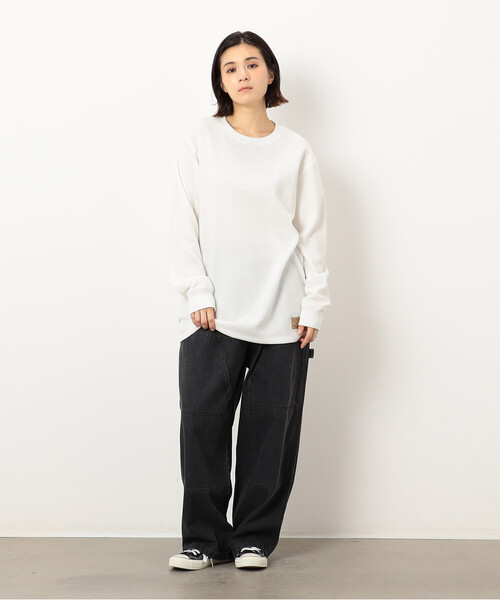 Purple&Yellow(パープルアンドイエロー)の「裏起毛ワッフル長袖Tシャツ(Tシャツ/カットソー・メンズ・ホワイト/ネイビー/アイボリー/ブラック・SMALL/MEDIUM/LARGE)」の10枚目の写真