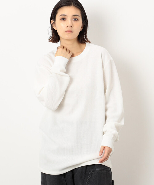 Purple&Yellow(パープルアンドイエロー)の「裏起毛ワッフル長袖Tシャツ(Tシャツ/カットソー・メンズ・ホワイト/ネイビー/アイボリー/ブラック・SMALL/MEDIUM/LARGE)」の12枚目の写真