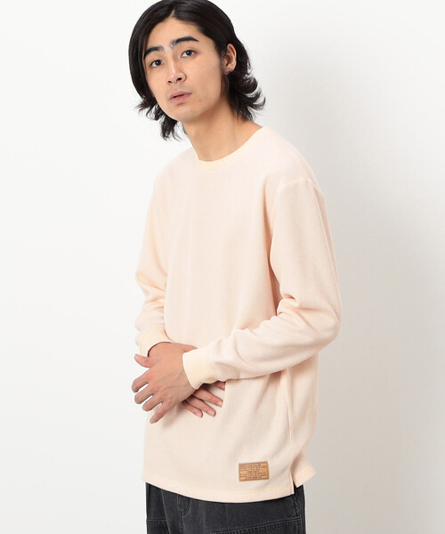 Purple&Yellow(パープルアンドイエロー)の「裏起毛ワッフル長袖Tシャツ(Tシャツ/カットソー・メンズ・ホワイト/ネイビー/アイボリー/ブラック・SMALL/MEDIUM/LARGE)」の16枚目の写真