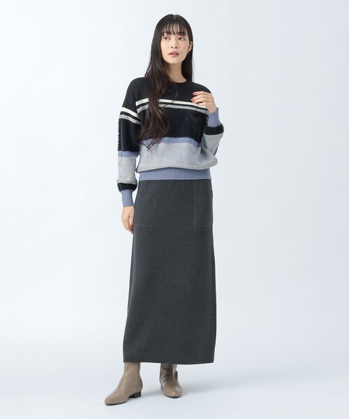 BEAMS HEART（ビームスハート）の「スウェットライク ニットスカート（スカート・レディース・チャコールグレー/ホワイト系その他5/オリーブ/ブルー・FREE）」の17枚目の写真