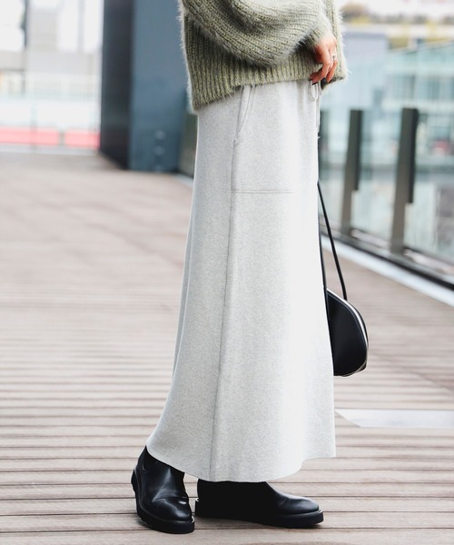 BEAMS HEART（ビームスハート）の「スウェットライク ニットスカート（スカート・レディース・チャコールグレー/ホワイト系その他5/オリーブ/ブルー・FREE）」の8枚目の写真