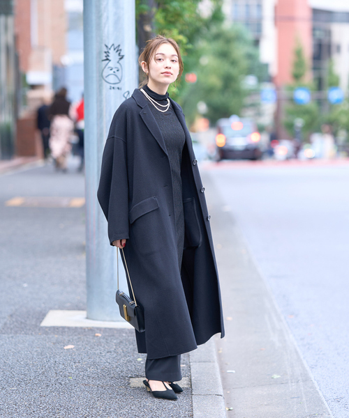 Rouge vif(ルージュヴィフ)の「ウールカシミヤリバーロングコート(チェスターコート・レディース・ブラック・フリー)」の2枚目の写真