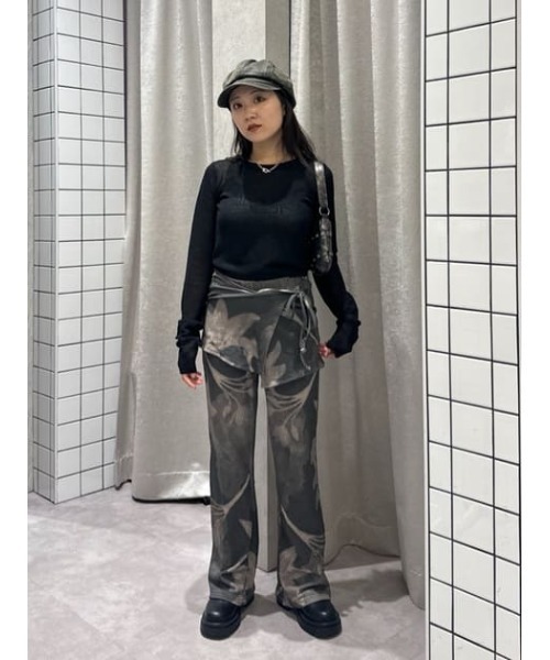 LAGUA GEM（ラグアジェム）の「BOLD GRAPHIC パンツ（スウェットパンツ・レディース・チャコールグレー/ブラウン・SMALL/MEDIUM）」の3枚目の写真