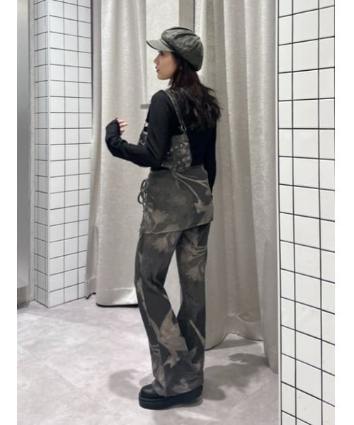 LAGUA GEM（ラグアジェム）の「BOLD GRAPHIC パンツ（スウェットパンツ・レディース・チャコールグレー/ブラウン・SMALL/MEDIUM）」の4枚目の写真