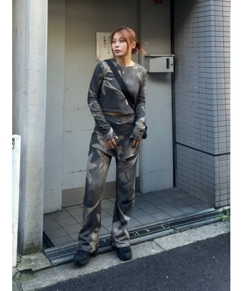 LAGUA GEM（ラグアジェム）の「BOLD GRAPHIC パンツ（スウェットパンツ・レディース・チャコールグレー/ブラウン・SMALL/MEDIUM）」の9枚目の写真