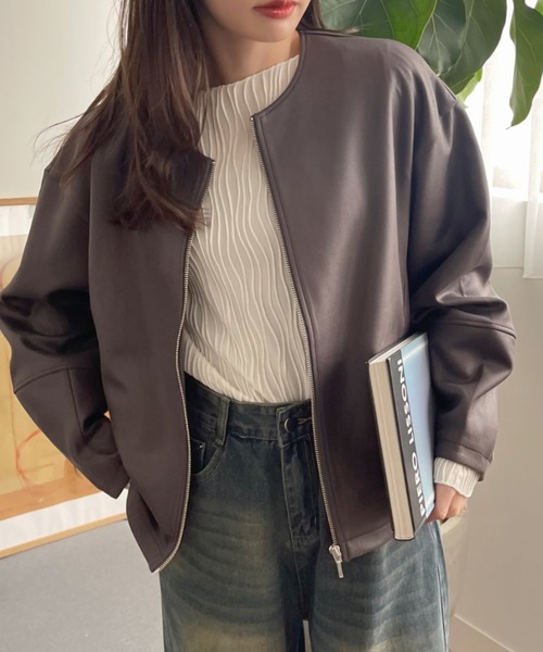 【セール】【Eclat one】 マシュマロコーティング レザー見え ブルゾン(ブルゾン)|Eclat one(エクラワン) 【セール】【Eclat one】 マシュマロコーティング レザー見え ブルゾン(ブルゾン)|Eclat one(エクラワン)