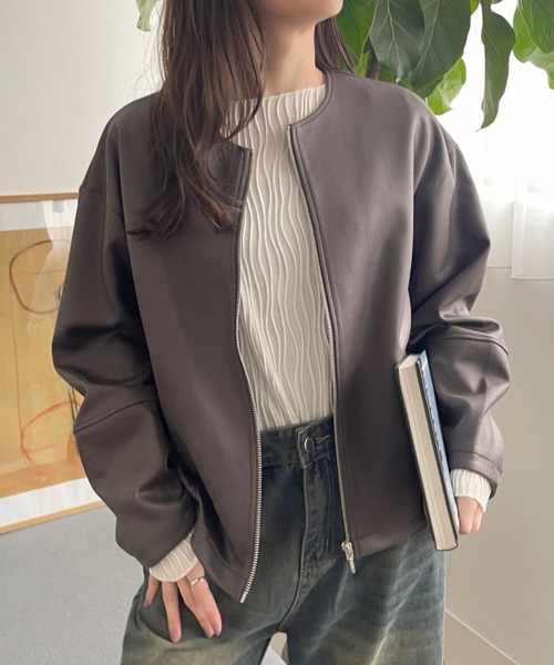 【セール】【Eclat one】 マシュマロコーティング レザー見え ブルゾン(ブルゾン)|Eclat one(エクラワン) 【セール】【Eclat one】 マシュマロコーティング レザー見え ブルゾン(ブルゾン)|Eclat one(エクラワン)