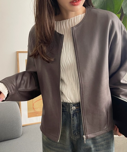 【セール】【Eclat one】 マシュマロコーティング レザー見え ブルゾン(ブルゾン)|Eclat one(エクラワン) 【セール】【Eclat one】 マシュマロコーティング レザー見え ブルゾン(ブルゾン)|Eclat one(エクラワン)