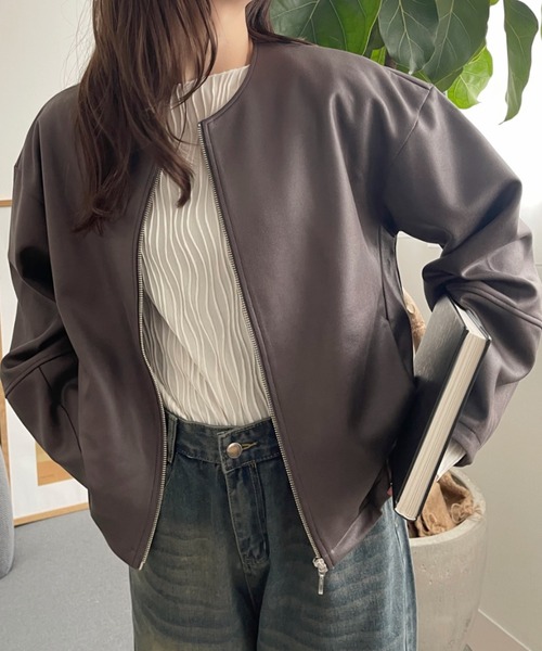 【セール】【Eclat one】 マシュマロコーティング レザー見え ブルゾン(ブルゾン)|Eclat one(エクラワン) 【セール】【Eclat one】 マシュマロコーティング レザー見え ブルゾン(ブルゾン)|Eclat one(エクラワン)