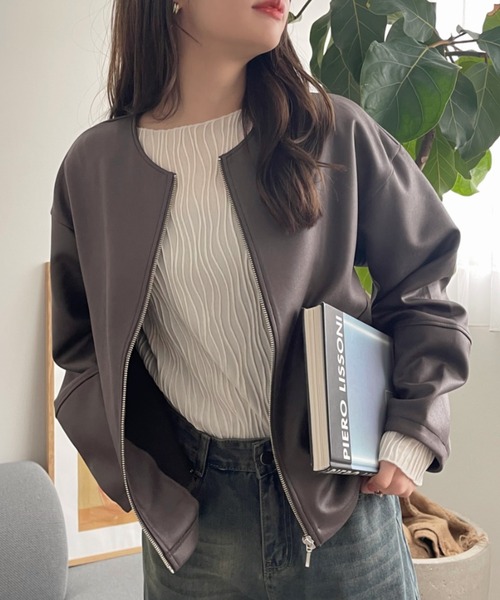 【セール】【Eclat one】 マシュマロコーティング レザー見え ブルゾン(ブルゾン)|Eclat one(エクラワン) 【セール】【Eclat one】 マシュマロコーティング レザー見え ブルゾン(ブルゾン)|Eclat one(エクラワン)