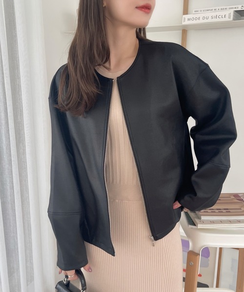 【セール】【Eclat one】 マシュマロコーティング レザー見え ブルゾン(ブルゾン)|Eclat one(エクラワン) 【セール】【Eclat one】 マシュマロコーティング レザー見え ブルゾン(ブルゾン)|Eclat one(エクラワン)