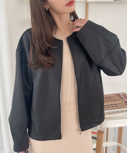 【セール】【Eclat one】 マシュマロコーティング レザー見え ブルゾン(ブルゾン)|Eclat one(エクラワン) 【セール】【Eclat one】 マシュマロコーティング レザー見え ブルゾン(ブルゾン)|Eclat one(エクラワン)