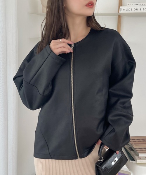 【セール】【Eclat one】 マシュマロコーティング レザー見え ブルゾン(ブルゾン)|Eclat one(エクラワン) 【セール】【Eclat one】 マシュマロコーティング レザー見え ブルゾン(ブルゾン)|Eclat one(エクラワン)