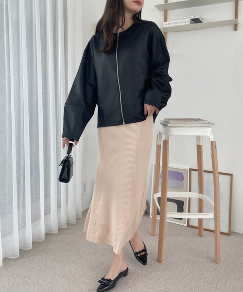 【セール】【Eclat one】 マシュマロコーティング レザー見え ブルゾン(ブルゾン)|Eclat one(エクラワン) 【セール】【Eclat one】 マシュマロコーティング レザー見え ブルゾン(ブルゾン)|Eclat one(エクラワン)