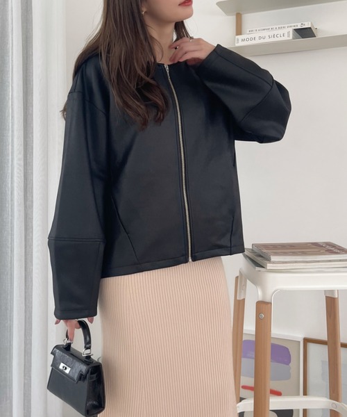 【セール】【Eclat one】 マシュマロコーティング レザー見え ブルゾン(ブルゾン)|Eclat one(エクラワン) 【セール】【Eclat one】 マシュマロコーティング レザー見え ブルゾン(ブルゾン)|Eclat one(エクラワン)