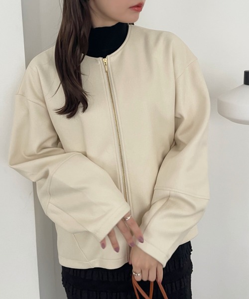 【セール】【Eclat one】 マシュマロコーティング レザー見え ブルゾン(ブルゾン)|Eclat one(エクラワン) 【セール】【Eclat one】 マシュマロコーティング レザー見え ブルゾン(ブルゾン)|Eclat one(エクラワン)