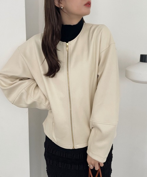 【セール】【Eclat one】 マシュマロコーティング レザー見え ブルゾン(ブルゾン)|Eclat one(エクラワン) 【セール】【Eclat one】 マシュマロコーティング レザー見え ブルゾン(ブルゾン)|Eclat one(エクラワン)