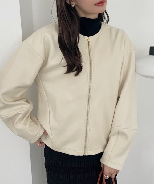 【セール】【Eclat one】 マシュマロコーティング レザー見え ブルゾン(ブルゾン)|Eclat one(エクラワン) 【セール】【Eclat one】 マシュマロコーティング レザー見え ブルゾン(ブルゾン)|Eclat one(エクラワン)