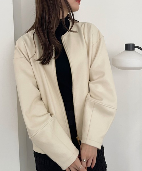 【セール】【Eclat one】 マシュマロコーティング レザー見え ブルゾン(ブルゾン)|Eclat one(エクラワン) 【セール】【Eclat one】 マシュマロコーティング レザー見え ブルゾン(ブルゾン)|Eclat one(エクラワン)