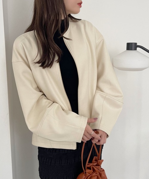 【セール】【Eclat one】 マシュマロコーティング レザー見え ブルゾン(ブルゾン)|Eclat one(エクラワン) 【セール】【Eclat one】 マシュマロコーティング レザー見え ブルゾン(ブルゾン)|Eclat one(エクラワン)