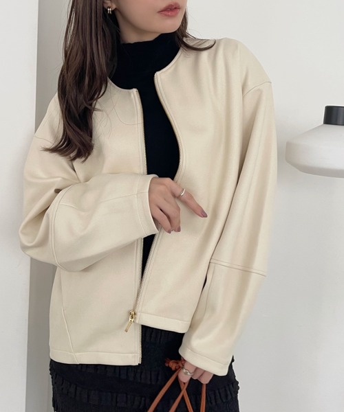 【セール】【Eclat one】 マシュマロコーティング レザー見え ブルゾン(ブルゾン)|Eclat one(エクラワン) 【セール】【Eclat one】 マシュマロコーティング レザー見え ブルゾン(ブルゾン)|Eclat one(エクラワン)