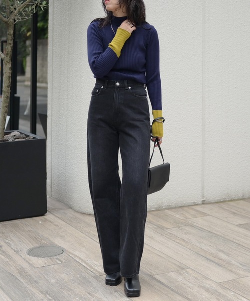sacai ニット ファスナー ジップ バイカラー ハイネック ボトルネック sacai ニット ファスナー ジップ バイカラー ハイネック ボトル