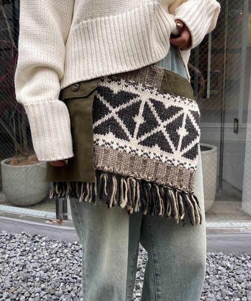 etsinta(エシンタ)の「【etsinta】リメイクミリタリーカウチンエプロンベルト(スカート・レディース・カーキ・ONE SIZE)」の2枚目の写真