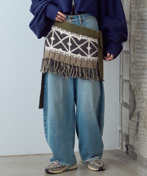etsinta(エシンタ)の「【etsinta】リメイクミリタリーカウチンエプロンベルト(スカート・レディース・カーキ・ONE SIZE)」の9枚目の写真