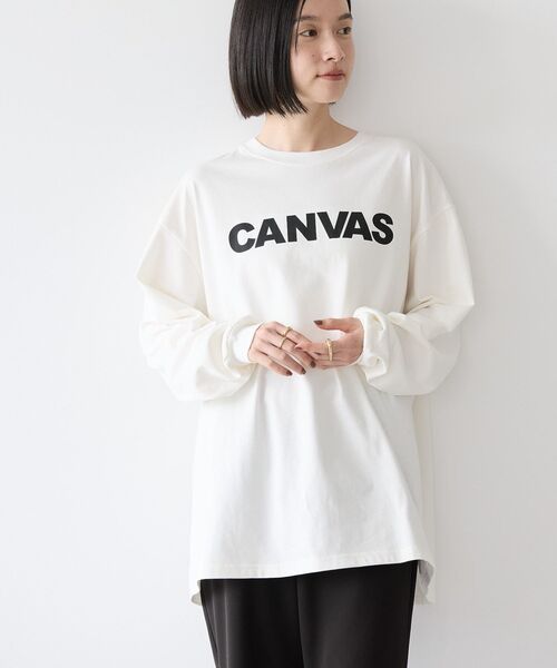 AMERICAN HOLIC(アメリカンホリック)の「CANVASロゴカットプルオーバー(Tシャツ/カットソー・レディース・オフホワイト/ブラック・M/L)」の6枚目の写真